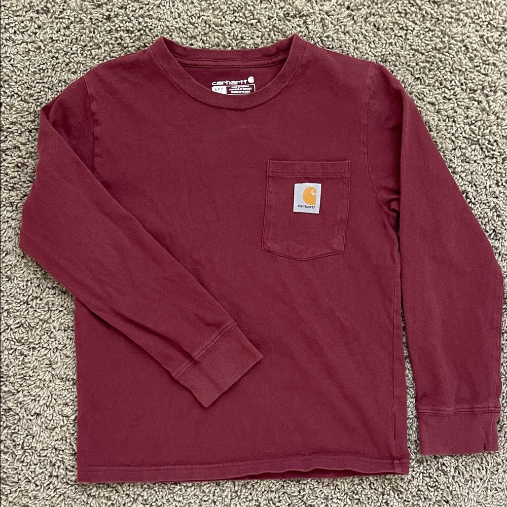 Carhartt Kids Burgundy Long Sleeve Tee Boys Size 8